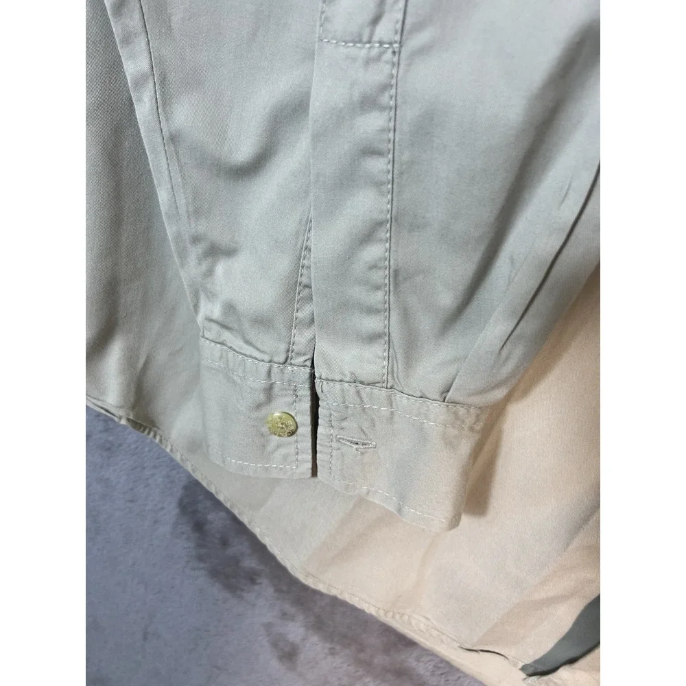 Levis Jeans Mens Large Long Sleeve Button Down Shirt Khaki Beige Cotton Twill L